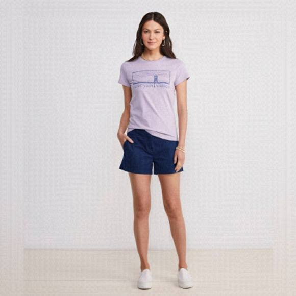 New Vineyard Vines Womens Navy Blue Chino Shorts Dayboat - Picture 1 of 5